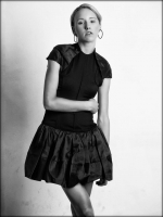 An androgynous hair style looks great on Kelsey for this high fashion look. Kelsey