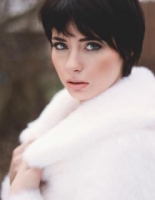 Contoured cheeks on her strong face and this short 'do look great on Nicole for this photo shoot on location in Birmingham, Michigan. Nicole-Hair and Makeup Model