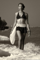 On location at the beach, Mackenzie is full-out 50's style. Mackenzie-Hair and Makeup Model